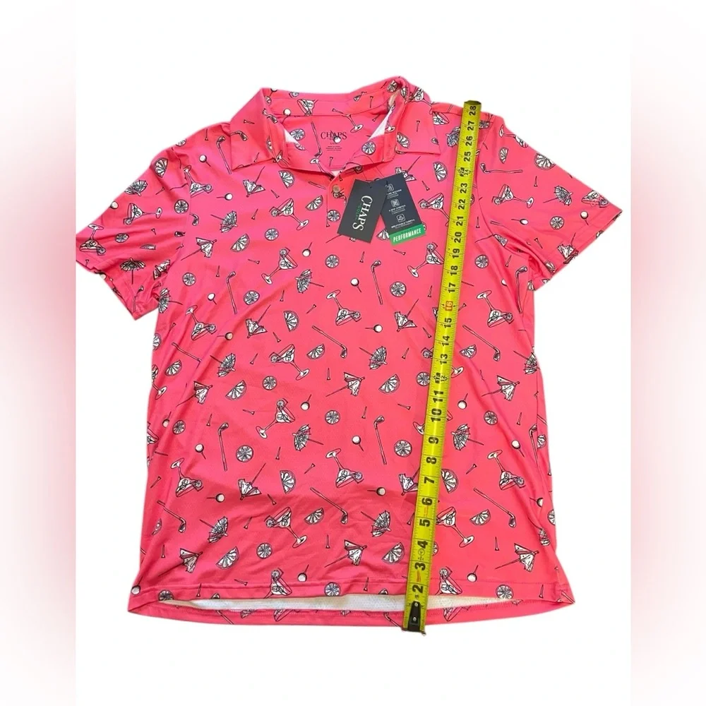 Chaps Men’s Pink Golf-Print Performance Polo - Picture 3 of 6